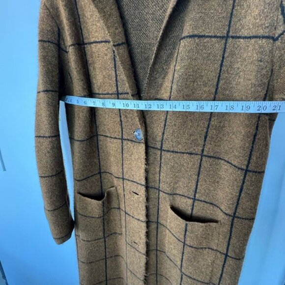 LINE Plaid Long Cardigan/Duster – Brown & Black Check - Size Medium - Picture 12 of 16